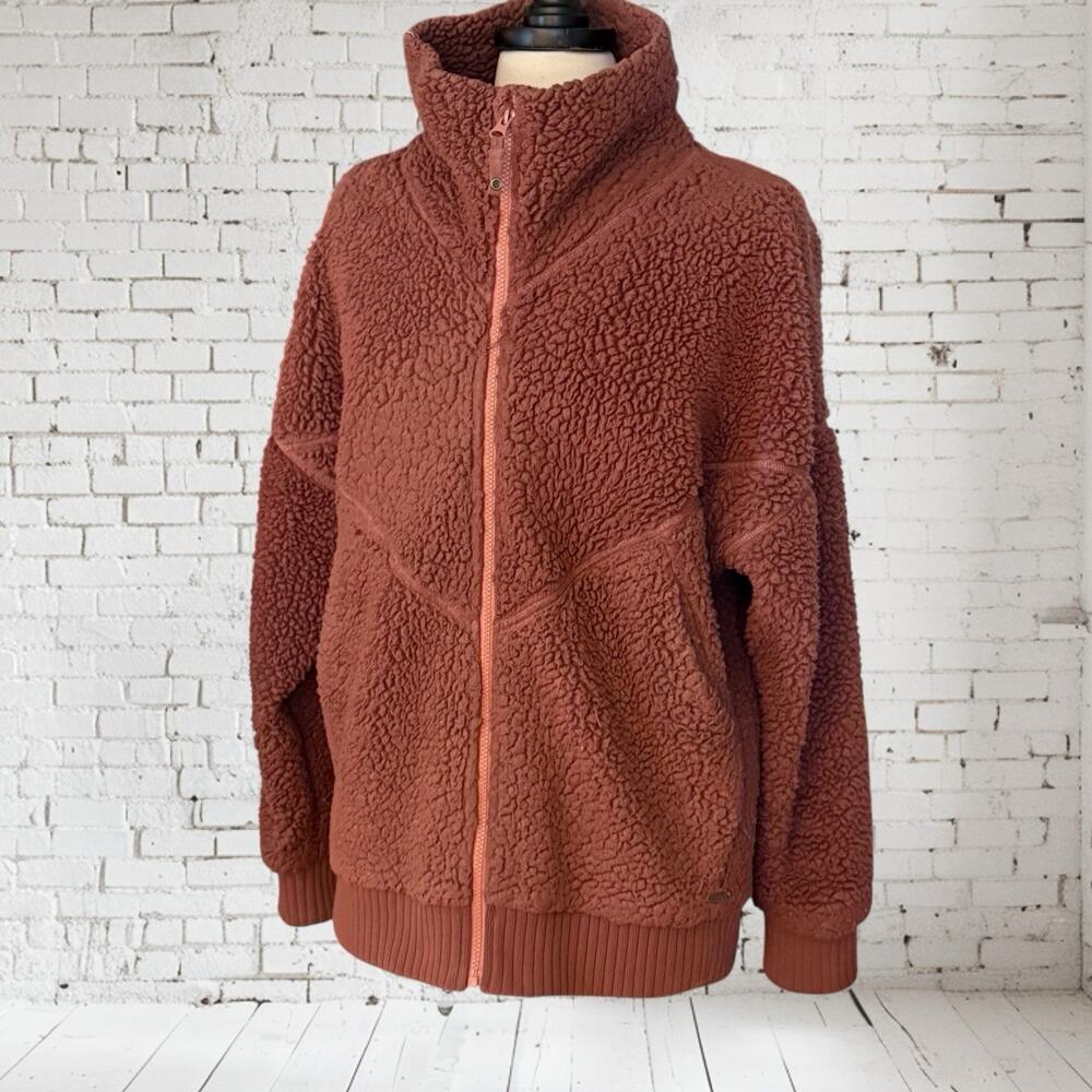 Prana Permafrost Jacket Fleece Zip Teddy Plush Ribbed Sz XL Deep Mauve Pink Warm - Picture 8 of 13